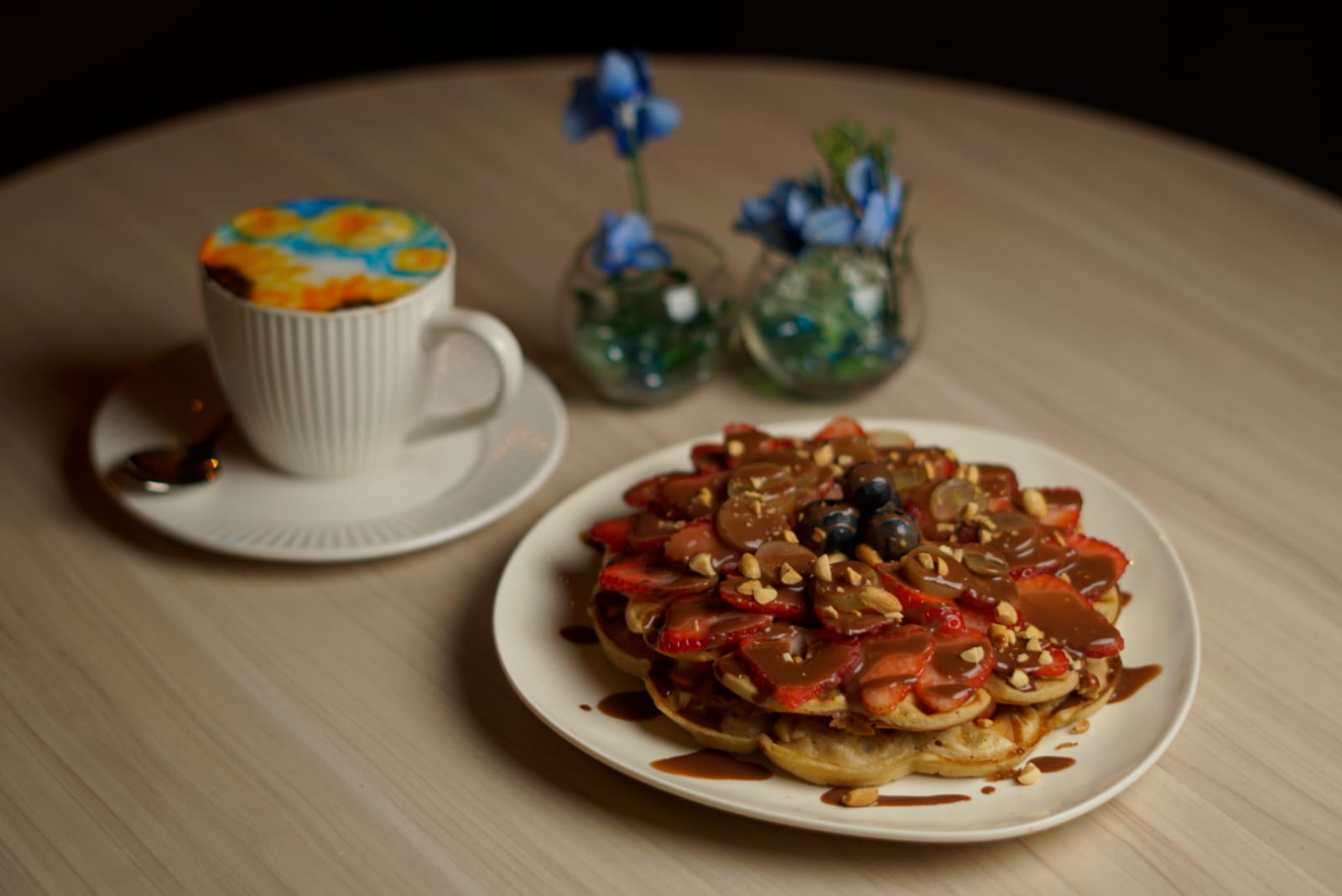 Waffles y café